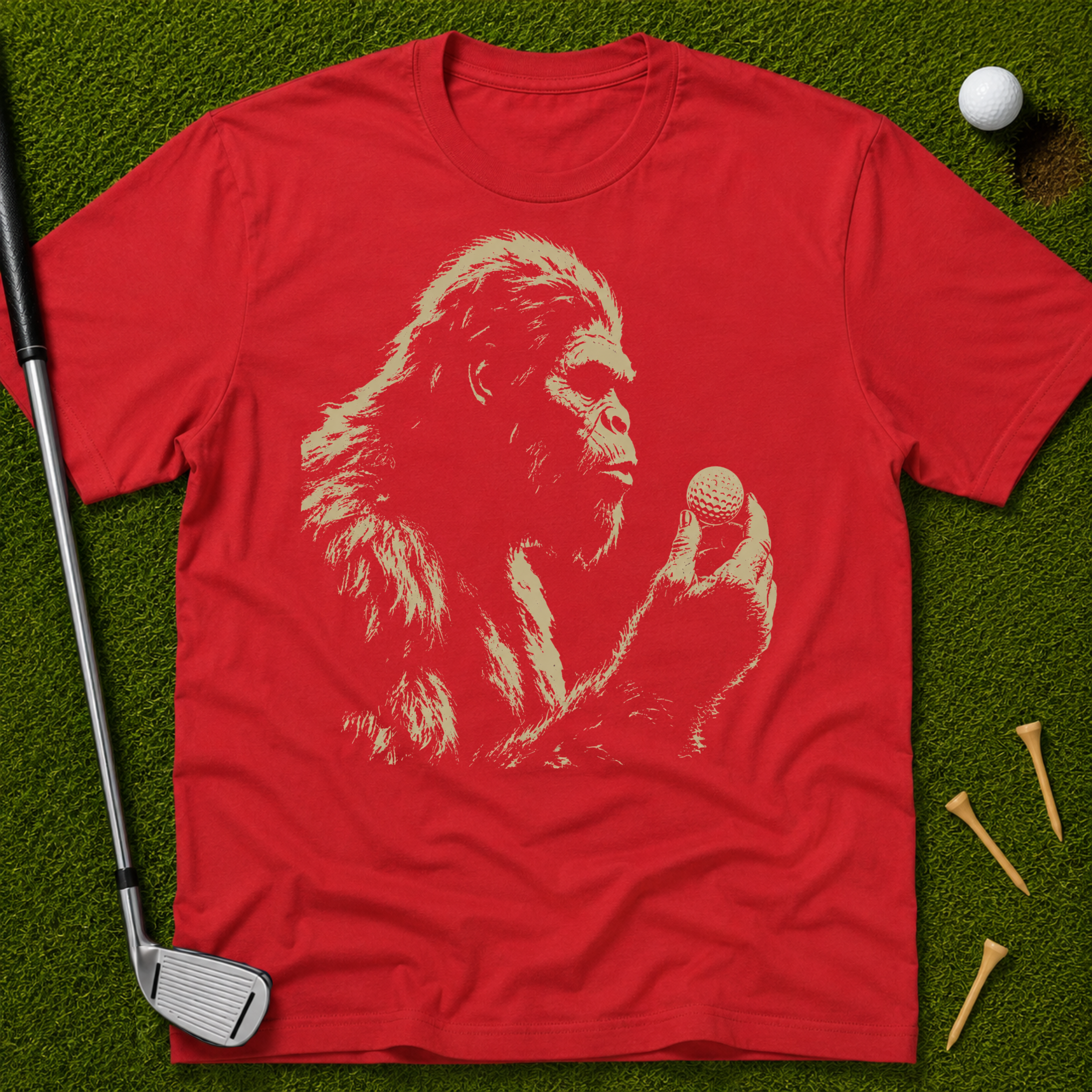 Bigfoot Holding A Golf Ball T-Shirt